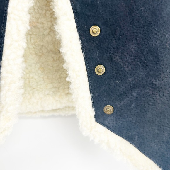 NWT I Am Womens Vintage Genuine Suede Sherpa Lined Plaid Flannel Vest Size M - Picture 5 of 10